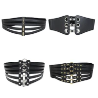 fashion retro black belt womens hollow rivet extra wide girdle for women