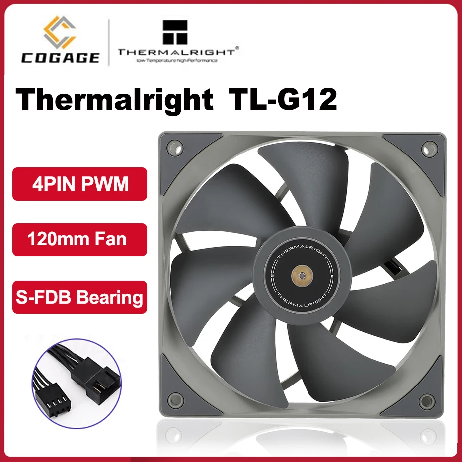 

Thermalright TL-G12 TL-G12B 120mm Case Fan 4PIN PWM Hydraulic Bearings 1500RPM Speed Regulation CPU Cooler Fan Grey/Black