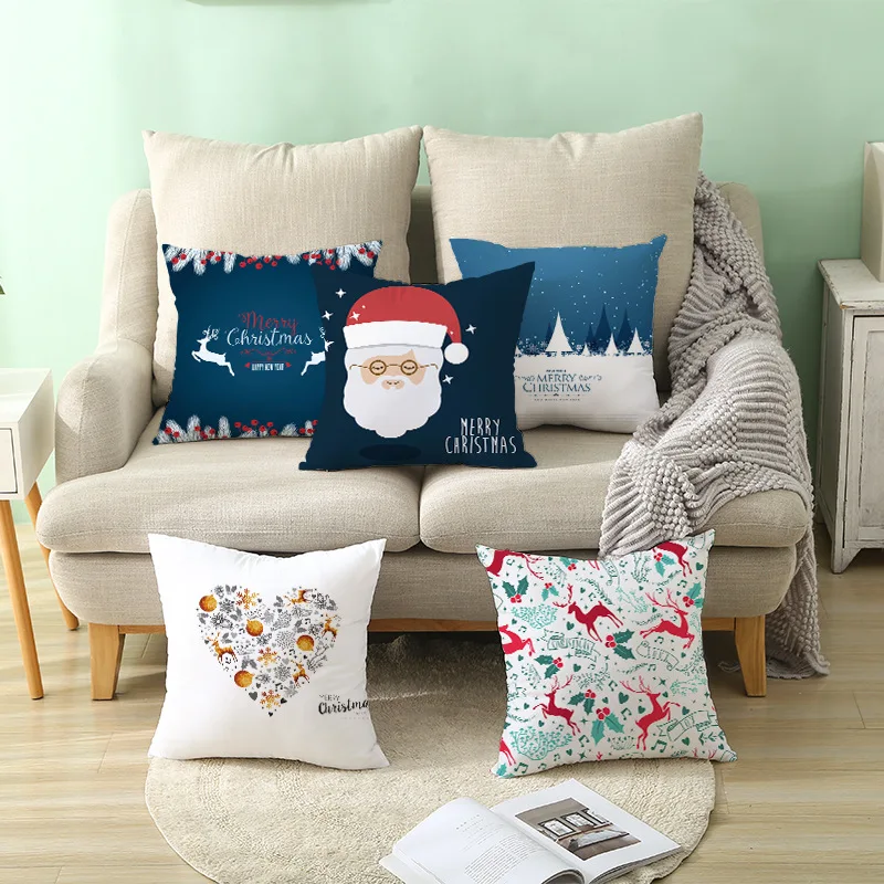 

Christmas Decorations for Home Noel 2022 Christmas Cushion Cover Pillowcase Christmas Ornament 2023 Happy New Year Gifts 45x45cm