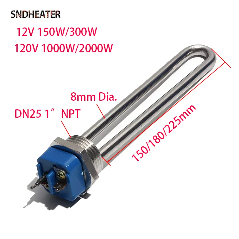 Погружной водонагреватель SNDHEATER DN25 1 NPT с резьбой, 12В120В, для солнечных систем, сопротивление TEN, однофазный, 15030010002000Вт (art.: 3920d8eadd121) - 3920d8eadd121