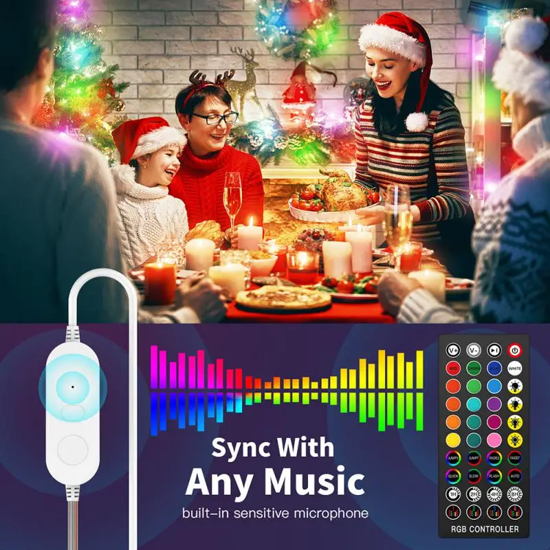 

Waterproof Light String Timing Function 40 Key Remote Control Infrared 10m Rgb Smart Home Colorful Light String Smart Light