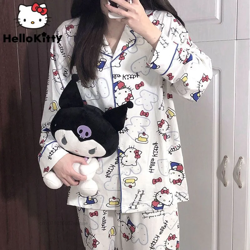 Sanrio Hello Kitty Mickey Mouse Cartoon Y2k Women Pyjamas Stylish Trendy Oversized Casual Sweet Cute Soft Loose Home Suits