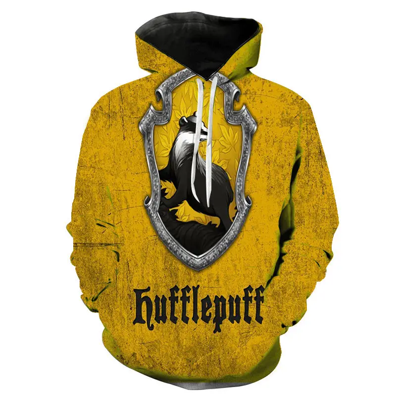 Толстовки с капюшоном для мужчин и женщин Модные свитшоты 3D-принтом Слизерина