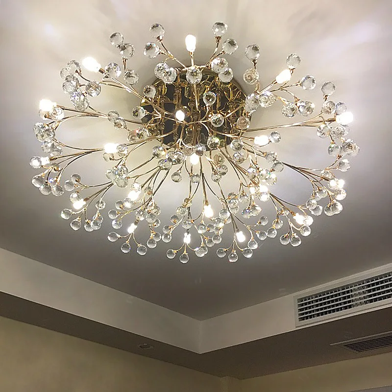 

Скандинавская Хрустальная потолочная лампа для гостиной, роскошный современный минималистичный Креативный светодиодный светильник ильни...