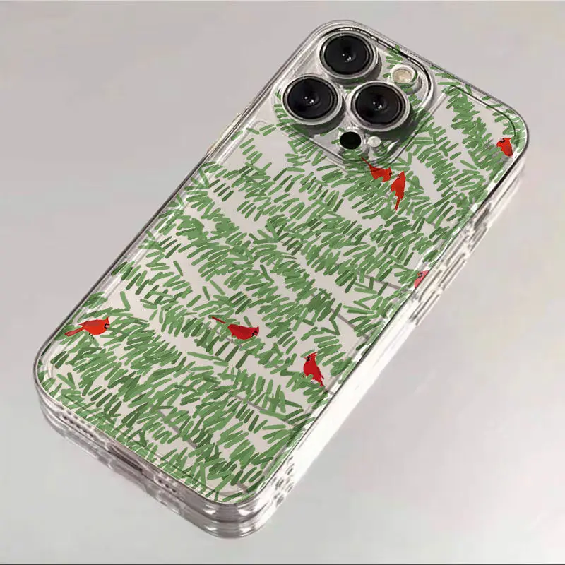Фото Супер милый чехол для телефона с изображением птицы и листьев для iPhone 16, 15, 14, 13, 12, 11 Pro Max XR XS MAX 7, 8 Plus MINI Y2K, модная противоосенняя задняя крышка №5