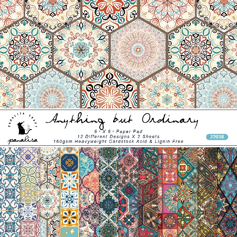 

Panalisacraft 24 sheets 6"X6" Vintage Tile Pattern Scrapbook paper Scrapbooking patterned paper pack DIY craft Background paper