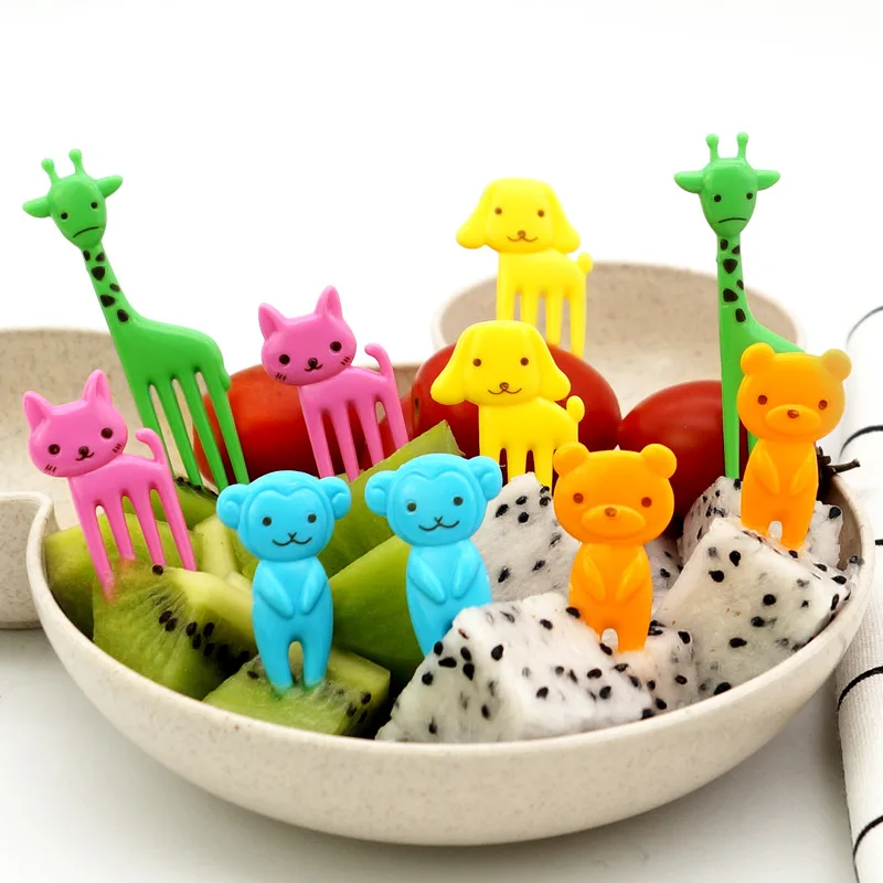 

1 Set Cartoon Fruit Fork Animal Party Buffet Fruit Dessert Food Cocktail Sandwich Fork Stick Home Party tableware Picks for Kids