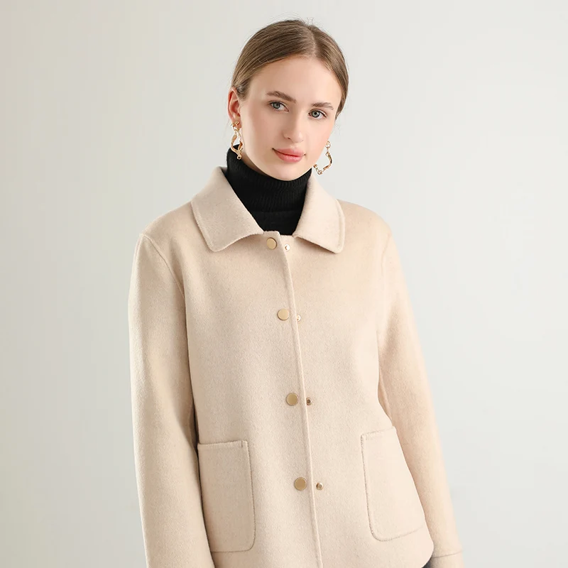 

Женское однобортное пальто, двустороннее кашемировое пальто в стиле интернет-знаменитостей, Короткое шерстяное пальто в западном стиле, 2023