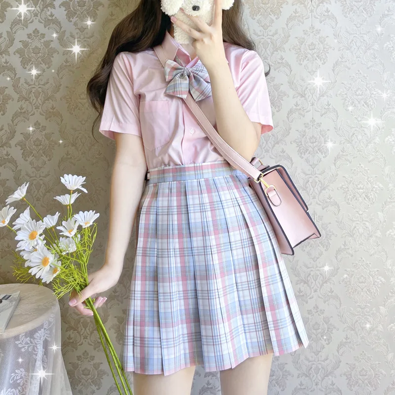 

New Women Harajuku Preppy Style Sweet Japanese Skirt Kawaii Pleated Plaid Summer Korean Jk Uniform Mini Skirts Girls Cute A-Line