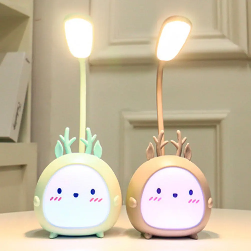 

Cute Cartoon LED Desk Lamp Foldable Ambient Light 3-Gear Adjustable USB Rechargeable Reading Light Eye Protective Night Light
