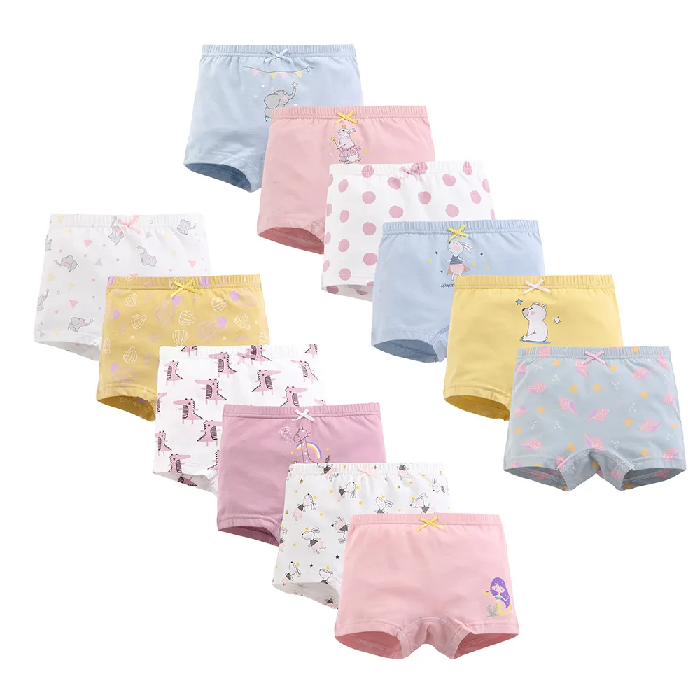 

2-12Years Baby Girls Cartoon Panties 4pcs Per Pack Cotton Student Kids Underwear Teen Young Puberty Underpant