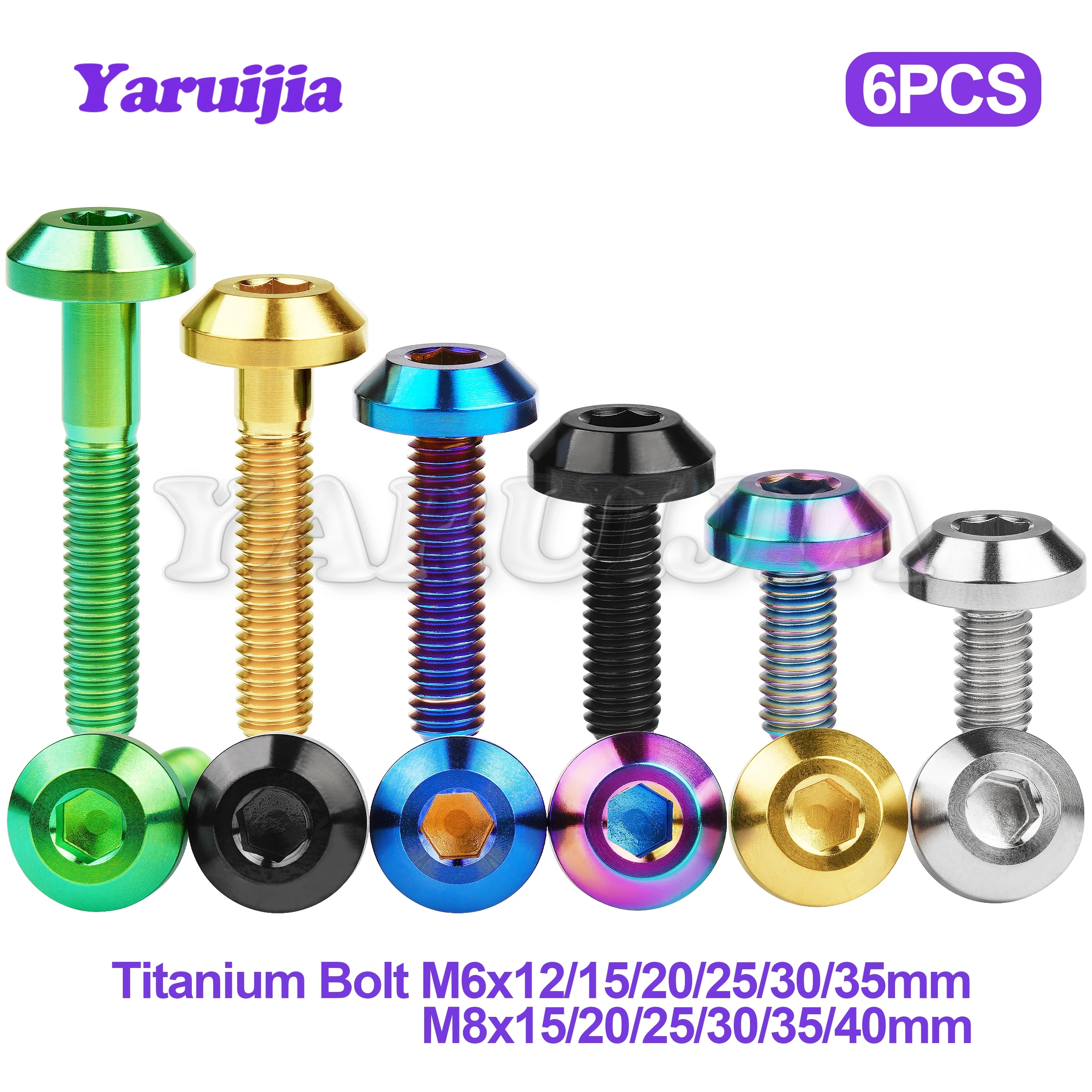

Tитановые болты Yaruijia M6/M8, шестигранная головка, 6 шт.