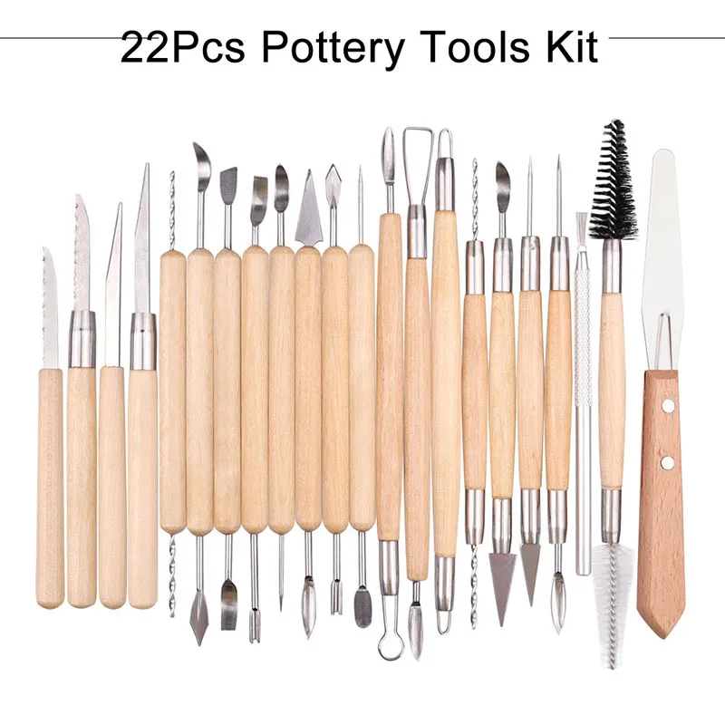 

24pcs Polymer Clay Tools Modeling Clay Sculpting Tools Set Pottery Tools Dotting Tools Rock Painting Kit for Sculpture Pottery