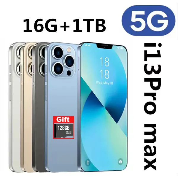 

Phone i13 Pro Max Smartphone Global Version 16GB+1TB 5G 10 Core 6.7 Inch Android Dual SIM 6800mAh New Mobile Phones