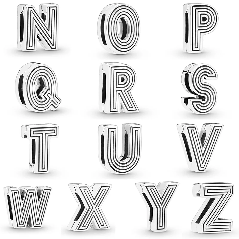 

13 Style 925 Sterling Silver Charms Letter N-Z For Original Women Pandora Reflexions Net Band Bracelets & Bangles Jewelry