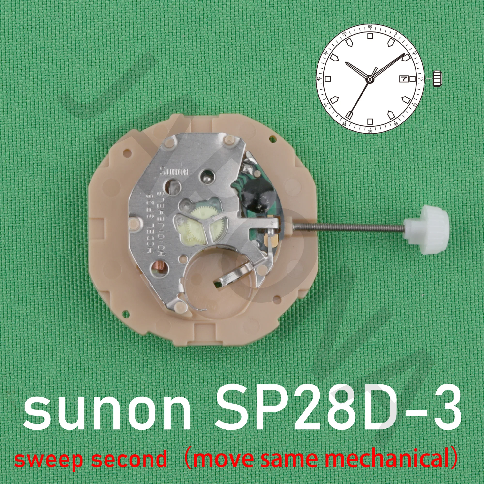 sp28 movement Chinese sunon sp28d-3 movement sweep second movement with date move same machinery movement replace 2115 movement