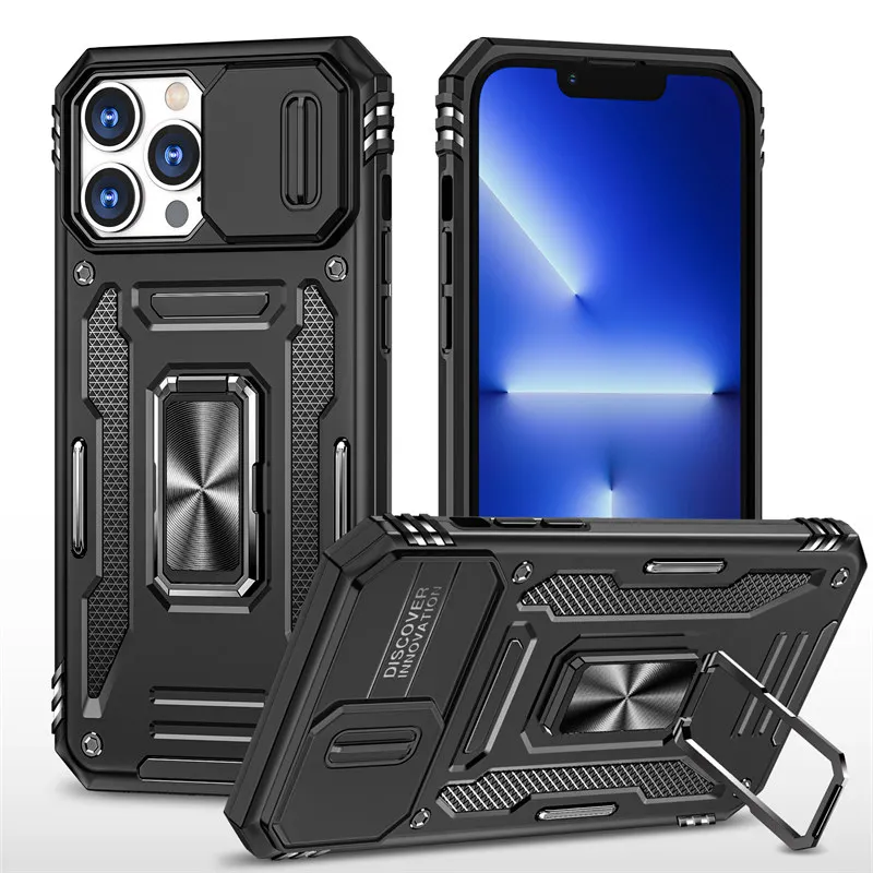 

Armor Shockproof Phone Case For iPhone 13 11 12 14 Pro Max 7 8 Plus X XR XS Max 12 13 14 11 Pro Ring Stand Holder Back Cover
