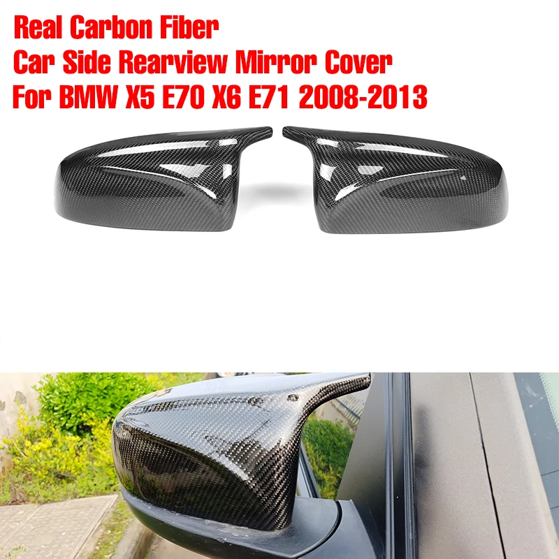 

2pcs Real Carbon Fiber Mirror Cover E70 E71 Car Side Door Rearview Side Mirror Cover M Style Cap For BMW X5 E70 X6 E71 2008-2013