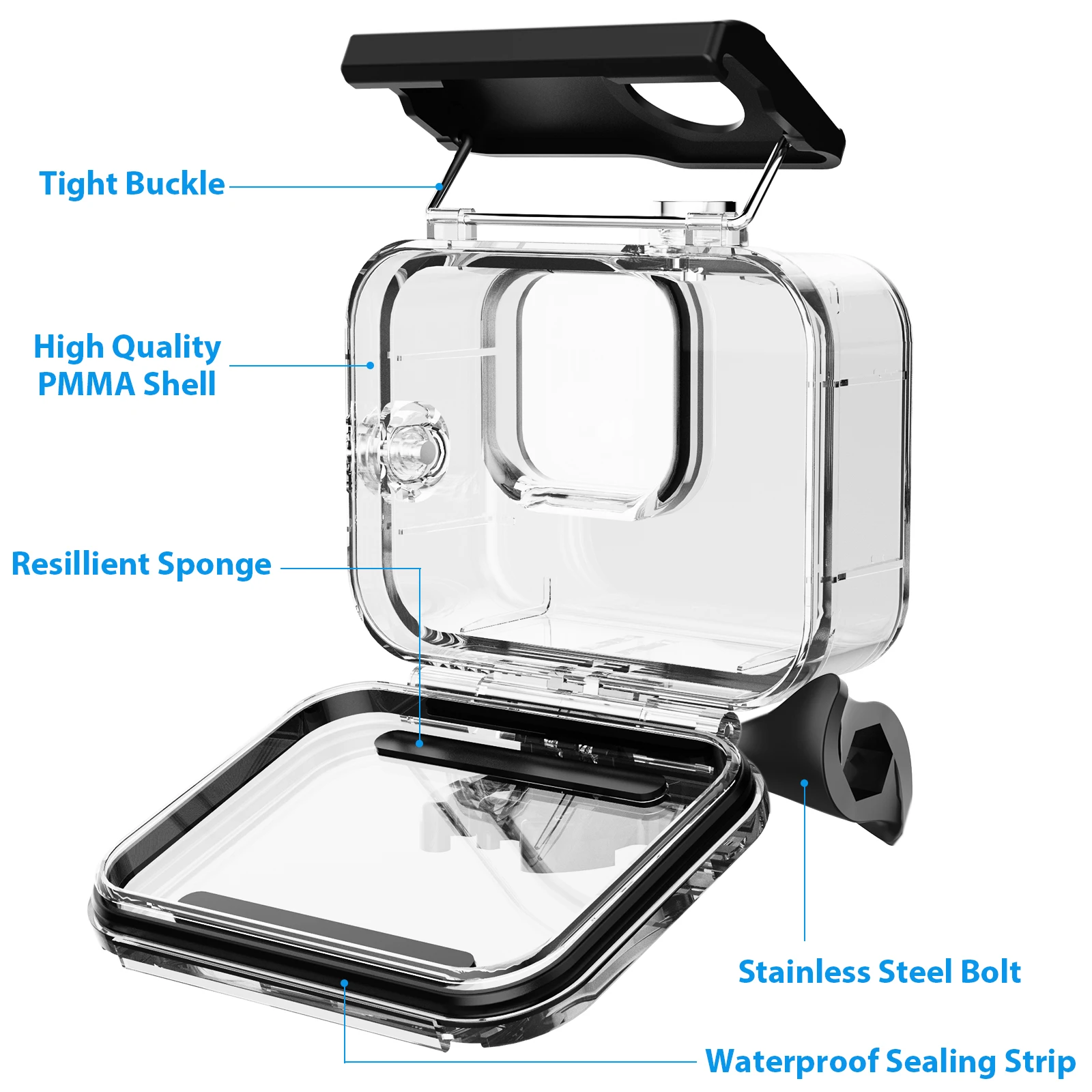 Водонепроницаемый чехол для GoPro Hero 13 12 11 10 9 черный 60 м защитный корпус дайвинга