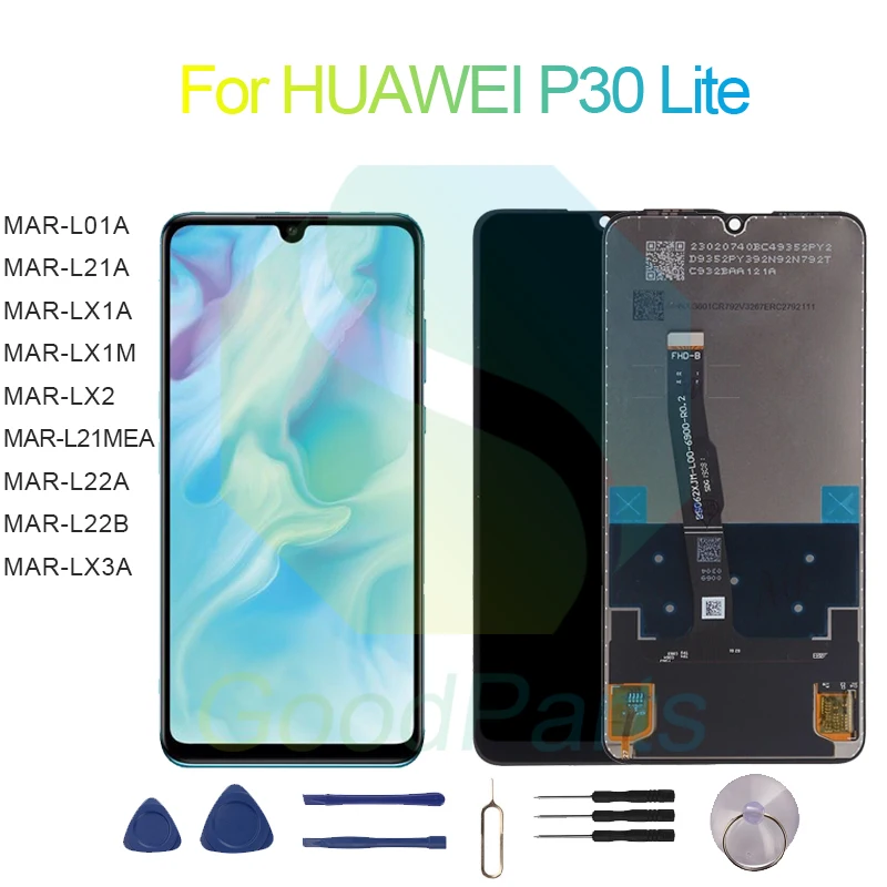 ЖК-дисплей для HUAWEI P30 Lite, экран 6,15 дюйма, MAR-L01A/21A/22A/22B,MAR-LX1A/M,MAR-LX3A P30 Lite, сенсорный дигитайзер в сборе