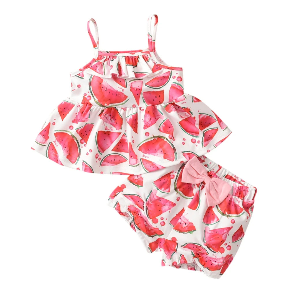 

2 pcs Sling Top Short Pants 0-18 Months Baby Girl Sunflower Print Sling Set Kids Girls Sleeveless Clothes Sets Outfits