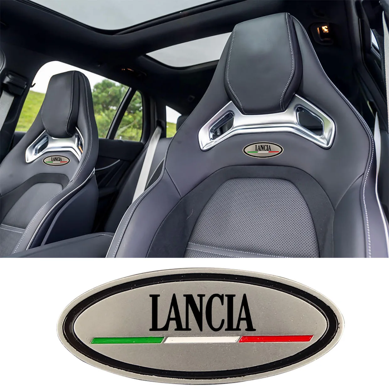 

Auto Headrests seat badge Sticker For Lancia Thema Phedra Delta Ypsilon Lybra Musa Thesis Voyager Flavia Thema Car accessories