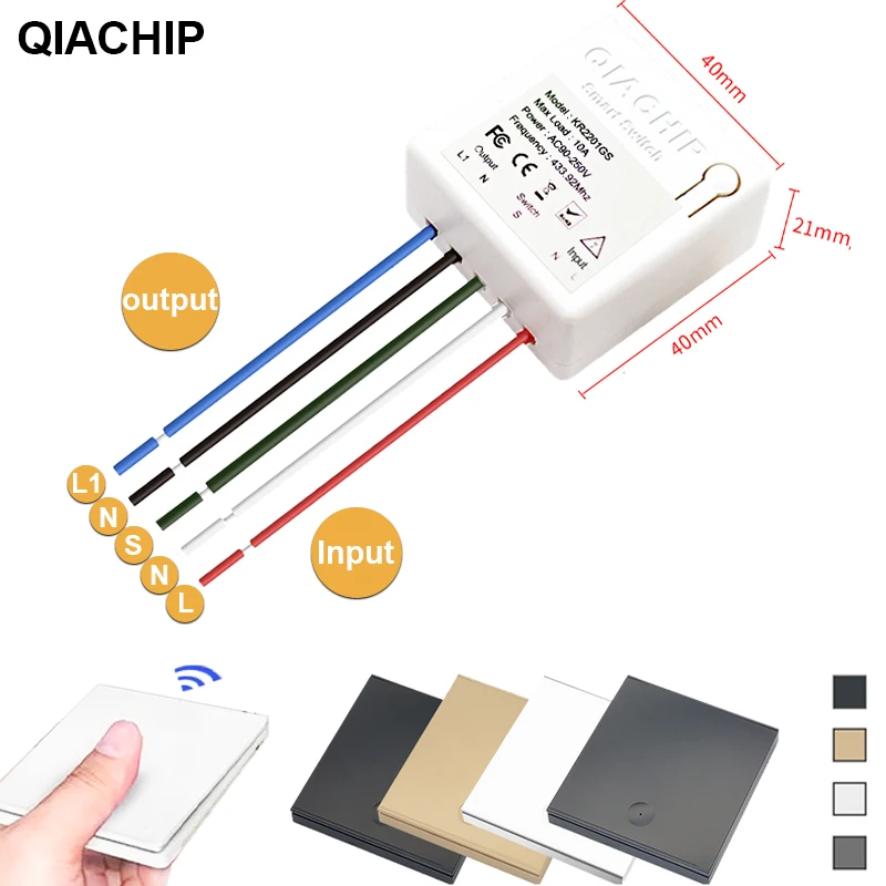 

QIACHIP 433MHz Wireless Smart Switch Remote Relay Wall Panel Switches Remote Control Light Switch 90V 110V 220V Fan Led Lamp
