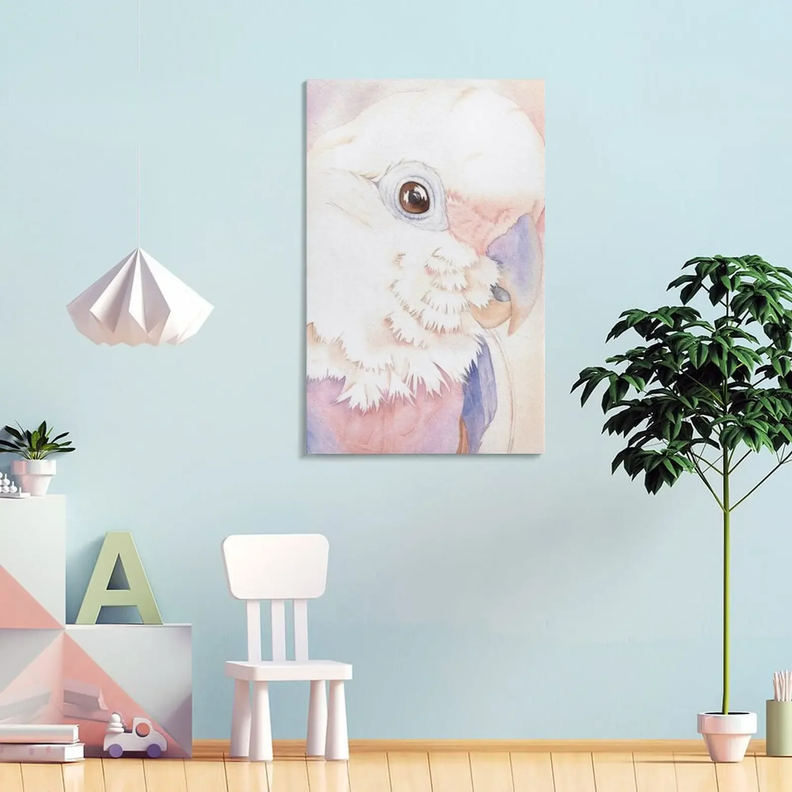 Goffin Tanimbar Corella Cockatoo акварельный портрет имя попугая Buckley холст живопись плакат