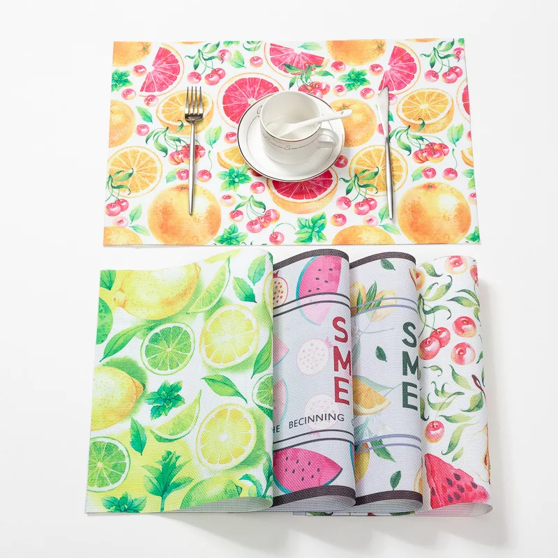 

Placemat Heat-resistant Placemat Dinner Plate Bowl Mat Special Refreshing Summer Style Fruit Pattern Placemat