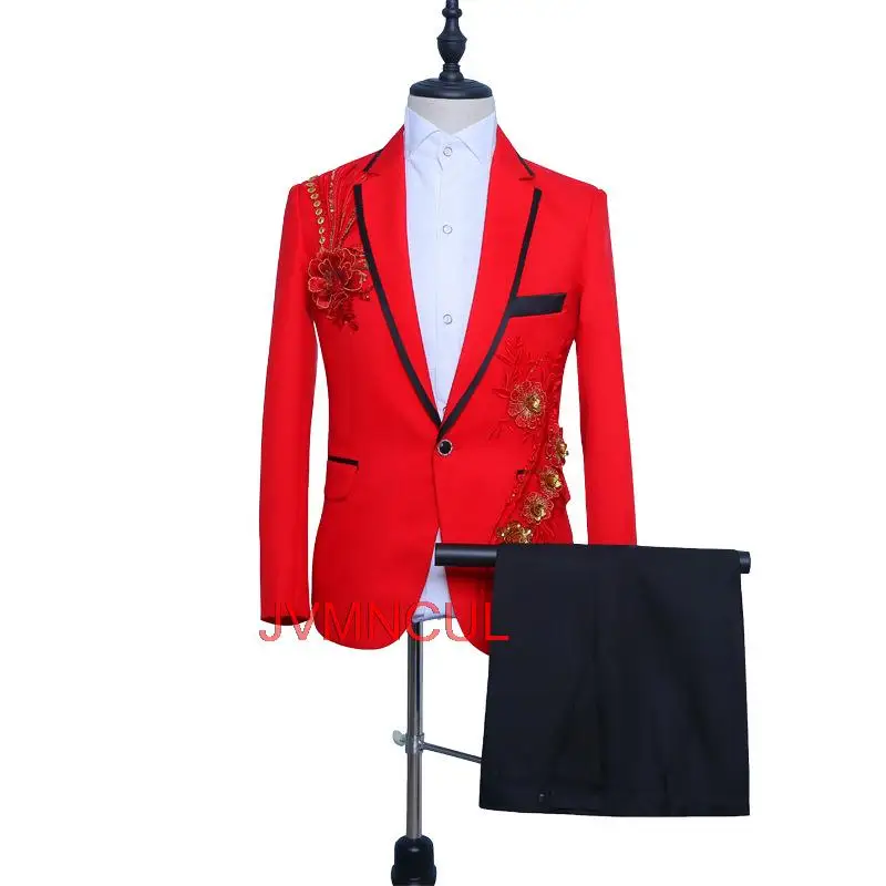 

New Peach Pink Men Suits Costume Homme Marriage Wedding Prom Peak Lapel Terno Masculino Slim Fit Groom Blazer 2 Pcs(Jacket+Pant)