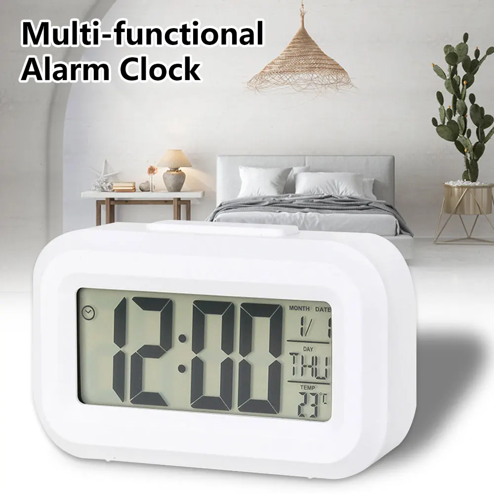 Electronic Digital Alarm Screen Desktop Table Clocks For Home Office Backlight Snooze Calendar Clock