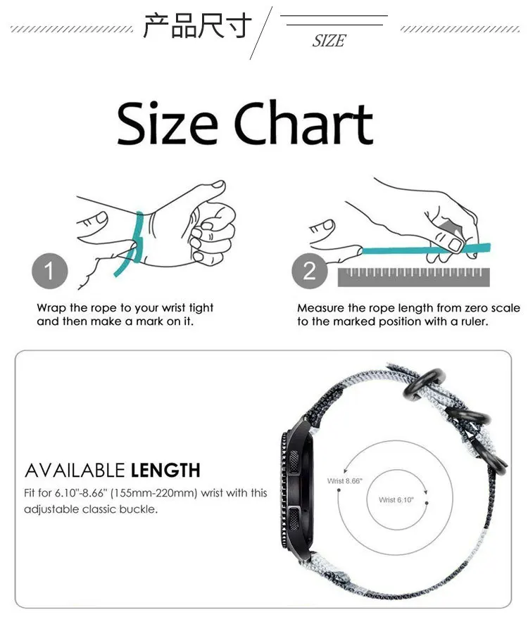 Нейлоновый ремешок 22 мм для Huawei Watch GT6 GT5 GT4 Pro 46 мм, Samsung Watch 3 45 ммGear S3, браслет для Amazfit T-REX3 Pro 48 мм (art.: 3920d7decee8d) - 3920d7decee8d