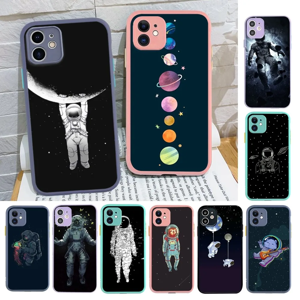 Alkohole i astronauta Etui na telefon iPhone 14 11 12 13 Mini Pro Max 8 7 Plus X XR XS MAX Półprzezroczysty matowy pokrowiec