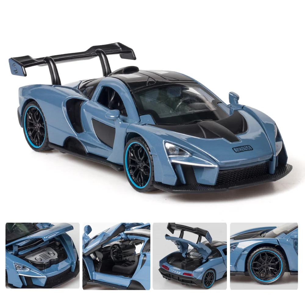 

1/32 Diecast Alloy for McLaren Senna Sports Car Model Toy Simulation Vehicles with Sound Light Pull Back Supercar Children Toys