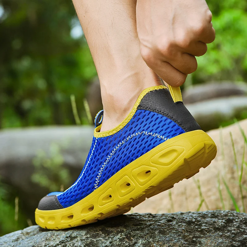 JIEMIAO Lightweight Outdoor Trekking Hiking Shoes Climbing Non-slip Men Sneakers Quick Dry Breathable Upstream Water Shoes