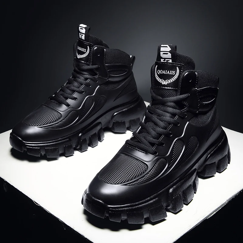 

Men Leather Boots Random Black High Gang Sports Shoes NonSlip Winter Plus Velvet Outdoor Increased The New Men Boots Round Shape