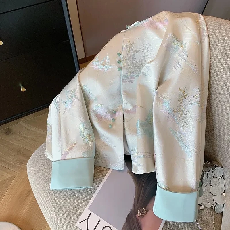 Верхняя одежда женские куртки Китайская национальная ветровка жаккардовое