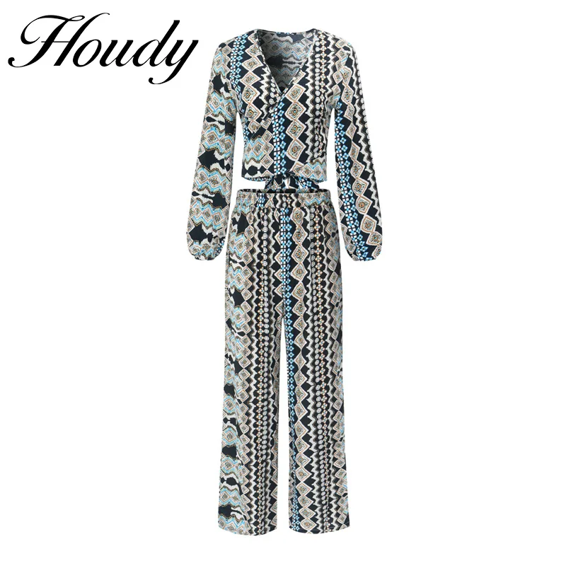 

2022 Female Retro Style Long-Sleeved Lapel Single-Breasted Blouse Stretch Printing Casual 2-Piece Nightclub Elegant Style Suit