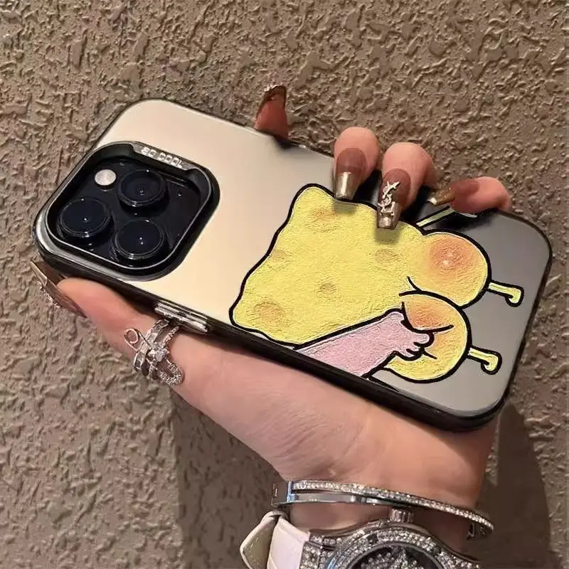 Фото Милый чехол с Губкой Бобом и Патриком Старом для iPhone 17, iPhone 16 Pro, 13/12, XS, цветной серебристый противоударный чехол, подарок на день рождения №2