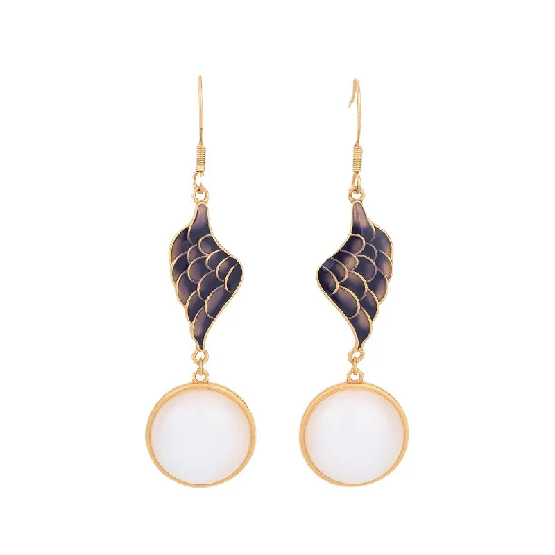 

Chinese Fashion Vintage Purple Feather Wing Dangle Earrings for Women Jewelry Trendy Gifts Boucle Oreille Femme Drop Earrings