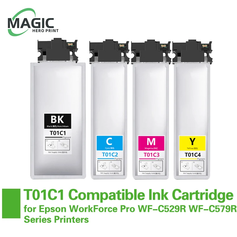 

NEW 4Color T01C1 T01C2 T01C3 T01C4 Compatible Ink Bag Cartridge For Epson WorkForce Pro WF-C529R WF-C579R Series Printers