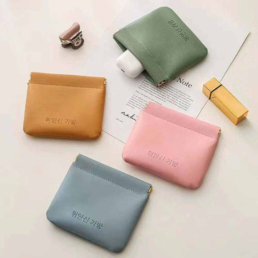 

Small Portable Airpods Protective Sleeve Mini Bag Earphone Sundries Lipstick Storage Bag PU Leather Small Wallet Bag
