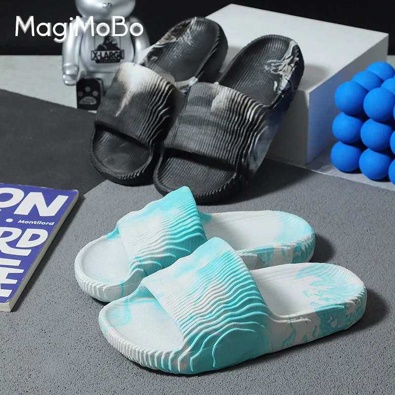 

Summer Slippers Men Women Indoor EVA 2023 New Sandals Fashion Slides Light Marble Texture Beach Shoes Slippers Thick Bottom Home