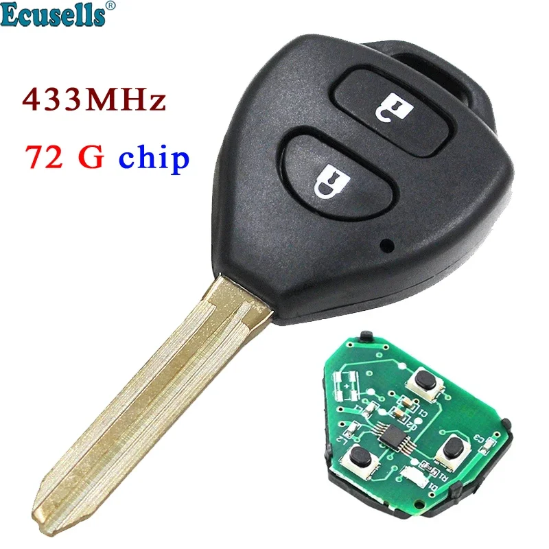 2 кнопки дистанционного ключа 433 МГц 72 G чип внутри для Toyota YARIS RAV4 Europe 2006-2012