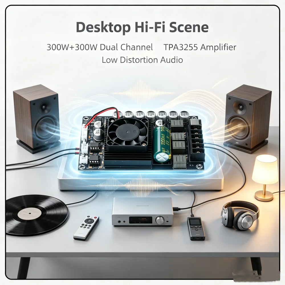 Фото DC18-55V TPA3255 HIFI цифровой усилетель модуль двухканальный 300W * 2 стерео аудио динамик Нет Bluetooth помешать Чистый звук №1