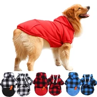 plaid big dog sweatshirt pet dog clothes for medium large dogs labrador hooded with pocket winter warm german shepherd costumes