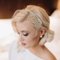 black white wedding headdresses and guest headbands birdcage veil with rhinestone bridal hair piece
