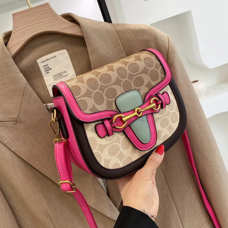 Bag female 2022 new tide fashion retro crossbody bag saddlebag wide shoulder strap shoulder bag