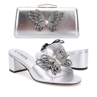 shoes woman spring summer 2022 newest noble and elegant classic rhinestone accessories ladies shoes and bag set in gold color