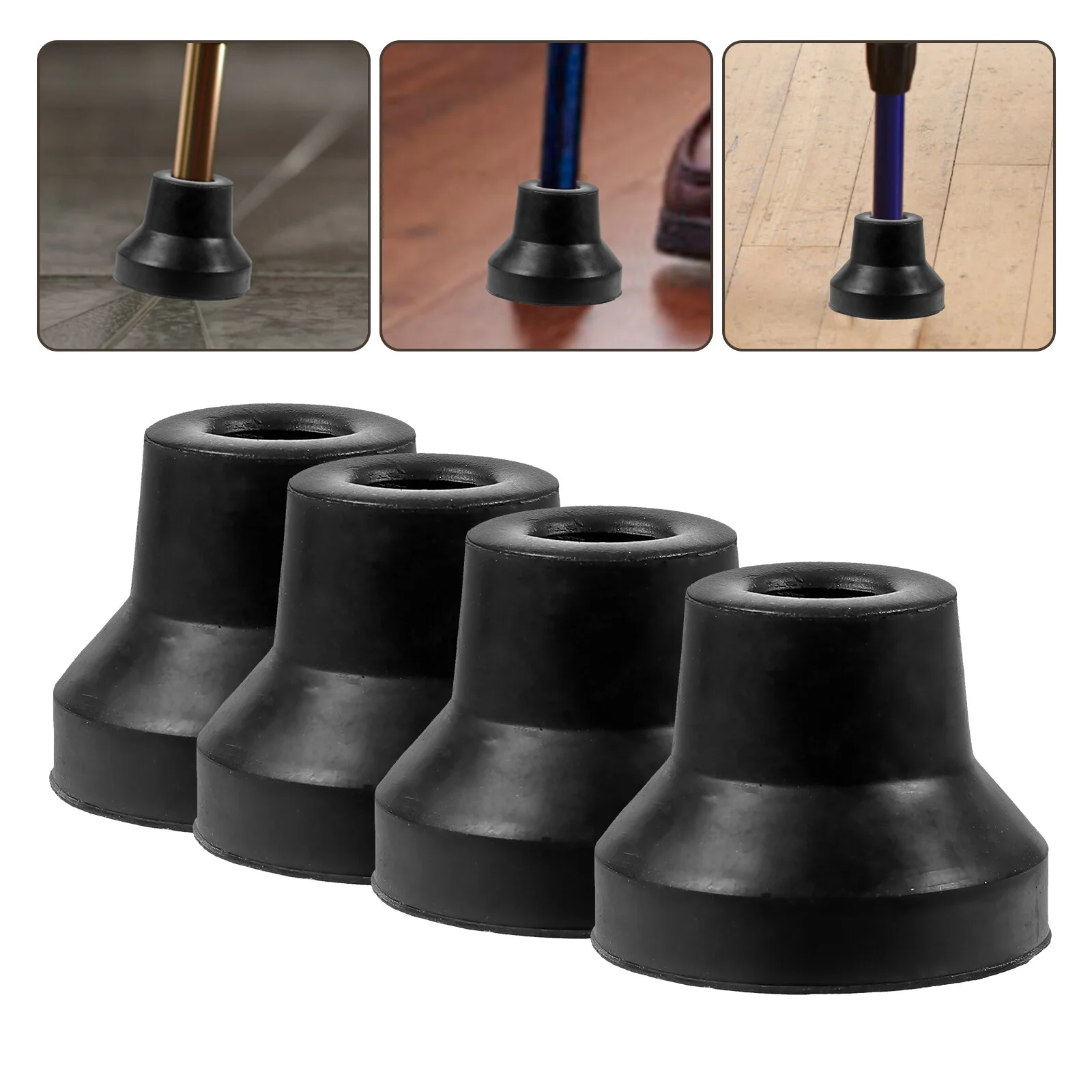 

4 Pcs Trekking Poles Cane Foot Pad Crutch Tips Practical Hiking Stick Accessories Cover Rubber Head End Mat